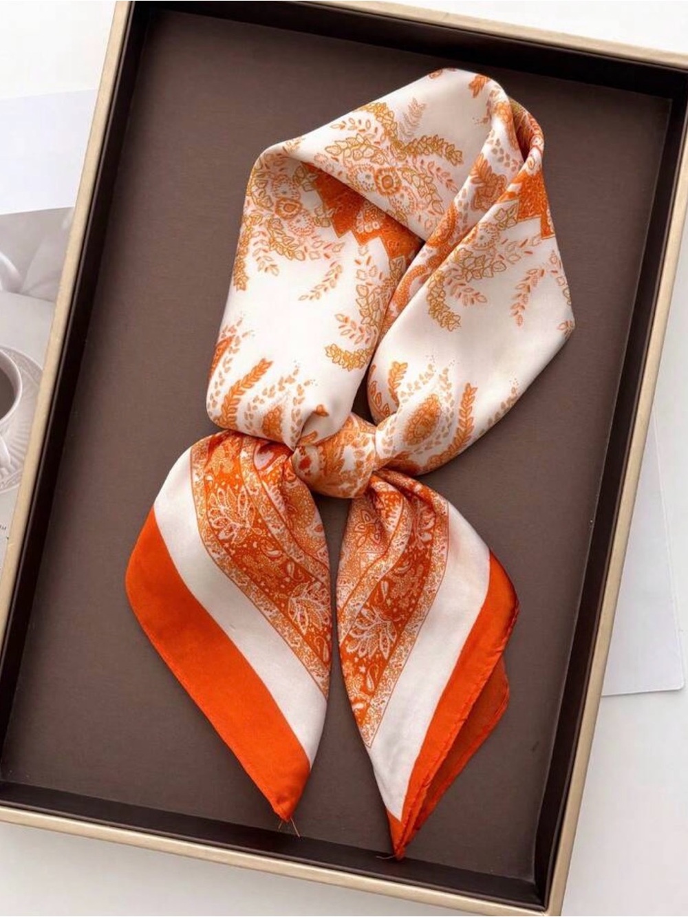 Orange Paisley Neck Scarf M832